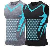 Algasan ION Body Shaper pour Hommes, Body Shaper Minceur Ventre Gilet Compression Thermique Chemise Débardeur Shapewear,XL, Black+Grey