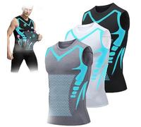Algasan ION Body Shaper pour Hommes, Body Shaper Minceur Ventre Gilet Compression Thermique Chemise Débardeur Shapewear,XL, 3pcs