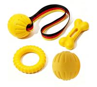 Algasan Lot de 4 jouets à mâcher pour chiens agressifs, ensemble de jouets flottants pour chien avec balle en corde à tirer, anneau à mâcher durable, balle élastique et jouet en os pour chiens de