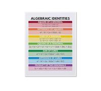 Algebra Classroom Poster Mathematical Rules Equations Chart Educational Wall Decor for Middle School High School Teachers Students Math Learning(Framed,16X24inch(40X60cm))