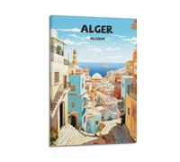 Alger Algérie Affiche de voyage vintage sur toile Décoration murale Décoration moderne 40 x 60 cm