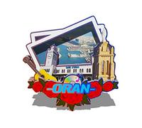 Algeria Oran Aimant de réfrigérateur en bois 3D monuments de voyage souvenir décoration fait main -706