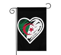 Algérie Algériens Drapeau Cœur Drapeaux de jardin (12,5 x 18 pouces) - Bannière aux couleurs éclatantes pour décoration extérieure de jardin et de maison