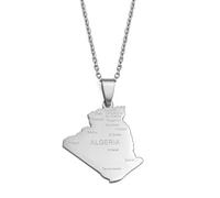 Algérie Carte Pays Alphabet Pendentif Colliers - Charme Chic Ethnique Colliers Nouveauté Tendance Hip Hop Clavicule Chaîne, Accessoires De Costume De Bijoux Patriotiques Classiques Cadeau Homme Fe
