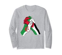 Algérie et Palestine Mains dans l'unité Solidarité Amitié Manche Longue
