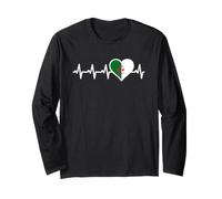 Algérie Heartbeat ECG IRE Rythme Cardiaque pouls Drapeau algérien Manche Longue