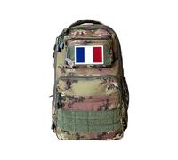 ALGI Sac à dos tactique Xsmall avec ressorts 25 litres avec patch Drapeau France 3D, Camouflage végétal, 20 litri