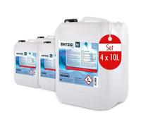 Algicide Anti Algues pour Piscine - 4 x 10 L (40 L), BAYZID® - Double Action Curative et Préventive - Efficace Contre Bactéries