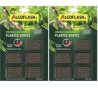 Algoflash Bâtonnets Engrais Plantes Vertes, Utilisable en Agriculture Biologique - 30 Bâtonnets, Marron (Lot de 2)