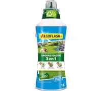 ALGOFLASH Engrais Liquide Gazon 3 Actions, Utilisable en Agriculture Biologique, A diluer, Pour 100 m², 1 L, ALGAZBIO1000, nc