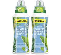Algoflash Engrais Liquide pour Plantes vertes Méditéranéennes, Palmiers, Bambous, Bananiers, Eucalyptus, Utilisable en Agriculture Biologique, Bouchon Doseur Inclus - 500 mL (Lot de 2)