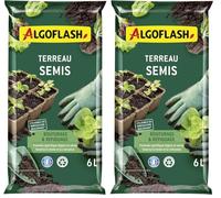 Algoflash Terreau Semis, Bouturage et Repiquage, Utilisable en Agriculture Biologique - 6L, Marron (Lot de 2)