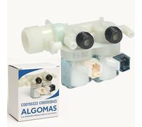 ALGOMAS® Électrovanne lave-linge 2 voies 180° | Codes C00110333 et C00093843 | Compatible avec Indesit, Ariston, Hotpoint, Whirlpool | Entrée 3/4" | Sorties Ø14 mm | 220-240 V 50/60 Hz