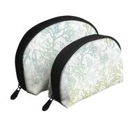 Algues Bleues de mer Verte, Trousse de Maquillage Coquille Femme Petit Porte-Monnaie Trousse de Toilette Trousse à cosmétiques 2 pièces