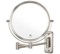 Alhakin Miroir de maquillage mural grossissant 5 x 20,3 cm 2 faces pivotantes extensibles Finition nickel