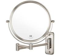 Miroir de maquillage mural - Grossissement x 10 - 20,3 cm - Double face pivotant - Extensible - Finition nickel ALHAKIN