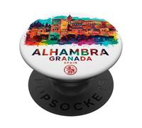 Alhambra de Grenade Aquarelle Patrimoine Historique Espagne PopSockets PopGrip Adhésif