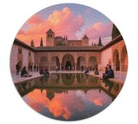 Alhambra, Espagne 1000 Pièces Puzzles Classiques bâtiment Puzzle Circulaire pour Enfants Décompression Jeu D'Intelligence De l'art De La DécoRat ION Moderne 1000pcs (67.5x67.5cm)