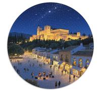 Alhambra, Espagne 1000 Pièces Puzzles Classiques bâtiment Puzzles Ronds pour Enfants Décompression Jeu D'Intelligence De l'art De La DécoRat ION Moderne 1000pcs (67.5x67.5cm)