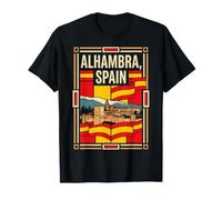 Alhambra Espagne Drapeau Palais Forteresse Art Vintage T-Shirt