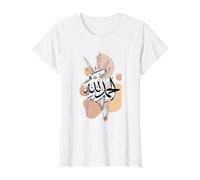 Alhamdulillah for Everything Arabe Calligraphie Musulman Islam T-Shirt Graphique avec Valeur, Femme, Blanc, L