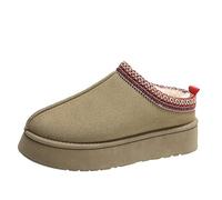 AlHECE Chausson Femmes Femmes Bottes De Neige Hiver Cachemire Chaud Semelle Épaisse sans Talons Demi Pantoufles Femmes Chaussures-Couleur Kaki-40