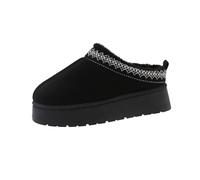 AlHECE Chausson Femmes Femmes Bottes De Neige Hiver Cachemire Chaud Semelle Épaisse sans Talons Demi Pantoufles Femmes Chaussures-Noir-37