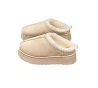 AlHECE Pantoufles Femmes Bottes De Neige Hiver Cachemire Chaud Semelle Épaisse sans Talons Demi Beige 38 EU