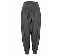 Ali Baba Sarouel Baggy Grande Taille Taille Élastique Pantalon de détente pour Yoga Été Plage, charbon, 52-54