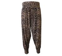 Ali Baba Sarouel Baggy Grande Taille Taille Élastique Pantalon de détente pour Yoga Été Plage, Motif léopard Marron, 40-42