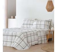 Ali Parure de lit 100 % coton percale 200 fils 200 fils avec 2 taies d'oreiller + drap-housse ajustable de 150 x 190/200 cm Beige