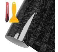 ALI2 30cmx100cm Covering Voiture,Covering Carbone,Film Covering Voiture,Carbone Adhésif,Autocollant Carbone avec des Outils,Film Carbone Voiture pour Moto,Voiture,Vélo (Noir Argent)