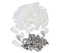 ALI2 Lot de 100 colliers de serrage en nylon type R - Blanc - 1/4" - Serre-câbles à visser - Avec 100 vis (blanc, 1/4")