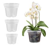 ALI2 Lot de 9 pots à orchidées, transparents, 3 pots à orchidées, diamètre : 120 mm, hauteur : 95 mm, 3 pots à orchidées D140 mm H104 mm, et 3 pots à orchidées en plastique avec trous pour orchidées