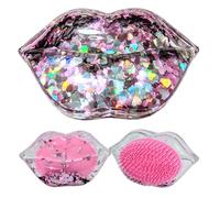 Aliadoos Connecting Your Emotions, Brosse à cheveux de voyage démêlante, petite décorée de paillettes liquides en forme de lèvres, plastique compact (rose)