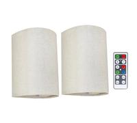Aliaga Lot de 2 appliques murales magnétiques rechargeables sans fil RVB à intensité variable avec abat-jour en tissu lin et télécommande, éclairage