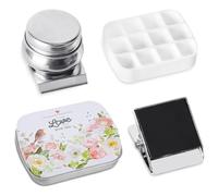 Aliaga Mini palette d'aquarelle portable vide à 12 puits, petits kits de rangement de peinture avec clip magnétique et pot à huile, facile à installer et à utiliser C