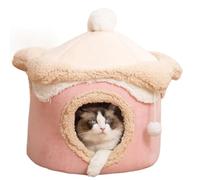 Aliaga Niche pour chat et chien - Chaud - Pour l'hiver - Sommeil profond - Géométrique - Maison amusante et confortable - Pour petit lit - Rose - 40 x 40 cm - Facile à installer