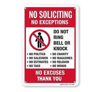 Aliaga Panneau « No Soliciting » - Décoration amusante pour maison, porte, bureau, cour d'affaires, cour - Métal aluminium antirouille, pas d'excuses, pas d'exceptions - Facile à installer