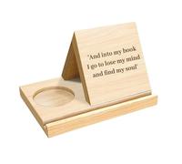 Aliaga Support de livre triangulaire en bois personnalisé avec porte-tasse à café, support de page de livre de fleur de naissance personnalisé, avec mots