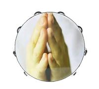 Aliaga Tambourin à double rangée de 25,4 cm - Instrument de percussion - Main priante