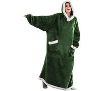 ALIBRAHIM Couverture à Capuche surdimensionnée, Sweat à Capuche Portable, Sweat à Capuche en Polaire Sherpa Confortable Ultra Doux, Pull Gaint Moelleux,Une Taille pour Tout Le Monde-Vert Foncé