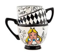 Alice au pays des merveilles Disney Tasse à thé empilée monochrome en céramique sculptée | Grande tasse à café sans BPA pour expresso, cacao, thé