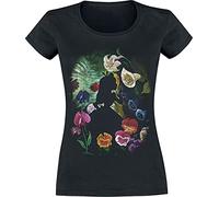 Alice Au Pays des Merveilles Fleur Noire Femme T-Shirt Manches Courtes Noir XL