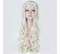 Alice au pays des merveilles la reine blanche 80 cm Long Cosplay perruques pour femmes Anime film bouclés cheveux ondulés perruque Costume fête Beige argent argent