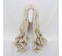Alice au pays des merveilles la reine blanche Mirana Cosplay perruques Beige longue ondulée résistance à la chaleur cheveux synthétiques Halloween fête perruque C-357