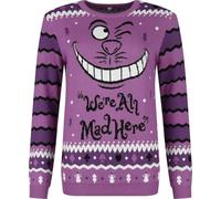 Alice Au Pays des Merveilles Le Chat du Cheshire - We're All Mad Here Femme Pull de Noël Multicolore M