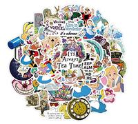 Alice au pays des merveilles - Lewis Carroll - Autocollants découpés en vinyle pour ordinateurs portables, téléphones, coques de téléphone, consoles, murs, valises, livres (50 autocollants)