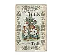Alice au pays des merveilles - Plaque en métal avec inscription People Who Don't Think - 30,5 x 20,3 cm - Décoration de chambre rétro en métal - Décoration de fête, cadeau pour filles pour cuisine,