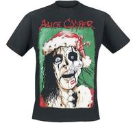 ALICE COOPER Xmas Card Homme T-Shirt Manches Courtes Noir M 100% Coton Regular/Coupe Standard